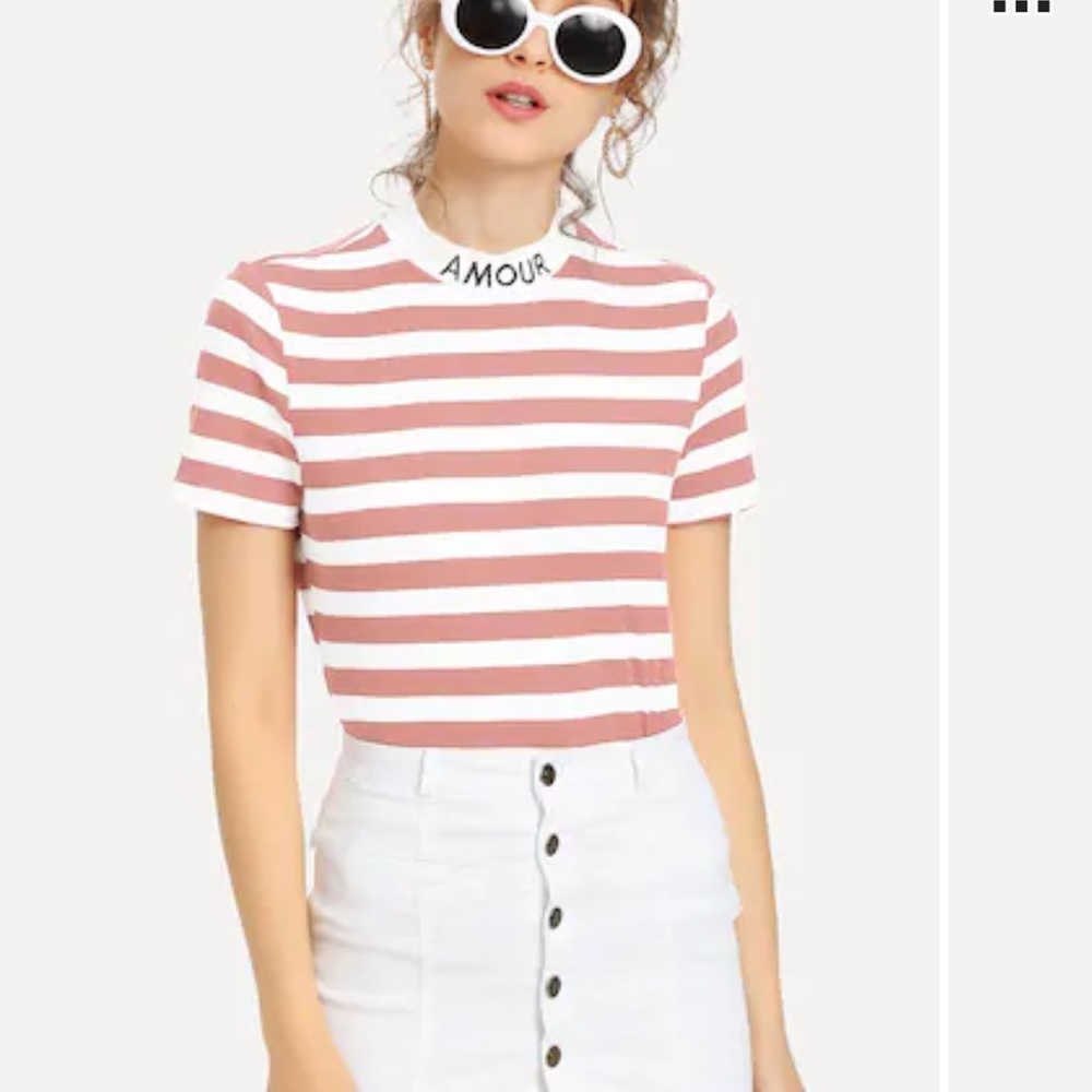 Pink and white striped top 💞